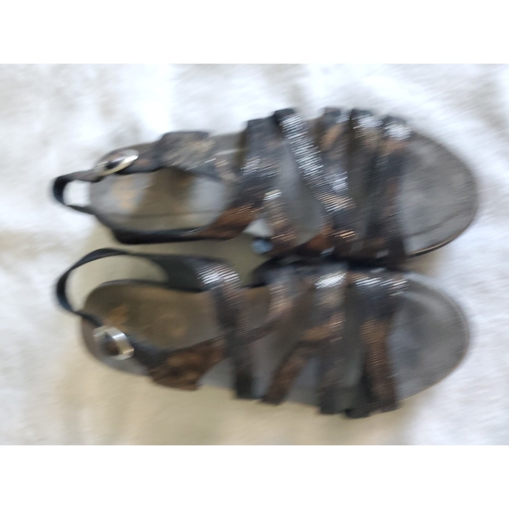 Dansko Dani Bronze Snakeskin Print Leather Slingback Wedge Sandals 37 / 6.5-7
